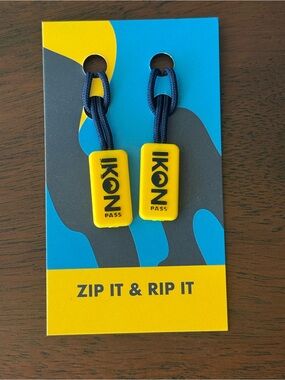 IKON Pass Zip It & Rip It Zipper Pulls Ski Snowboard NWT